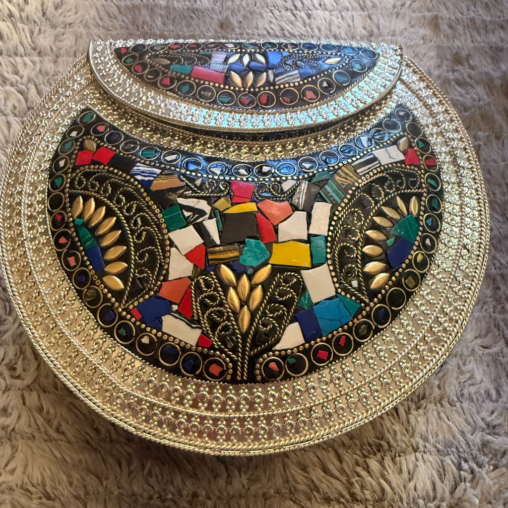 Colorful Regal Handmade Ramla Crossbody Silver Accents/Chain Handle 2 Sides Vary